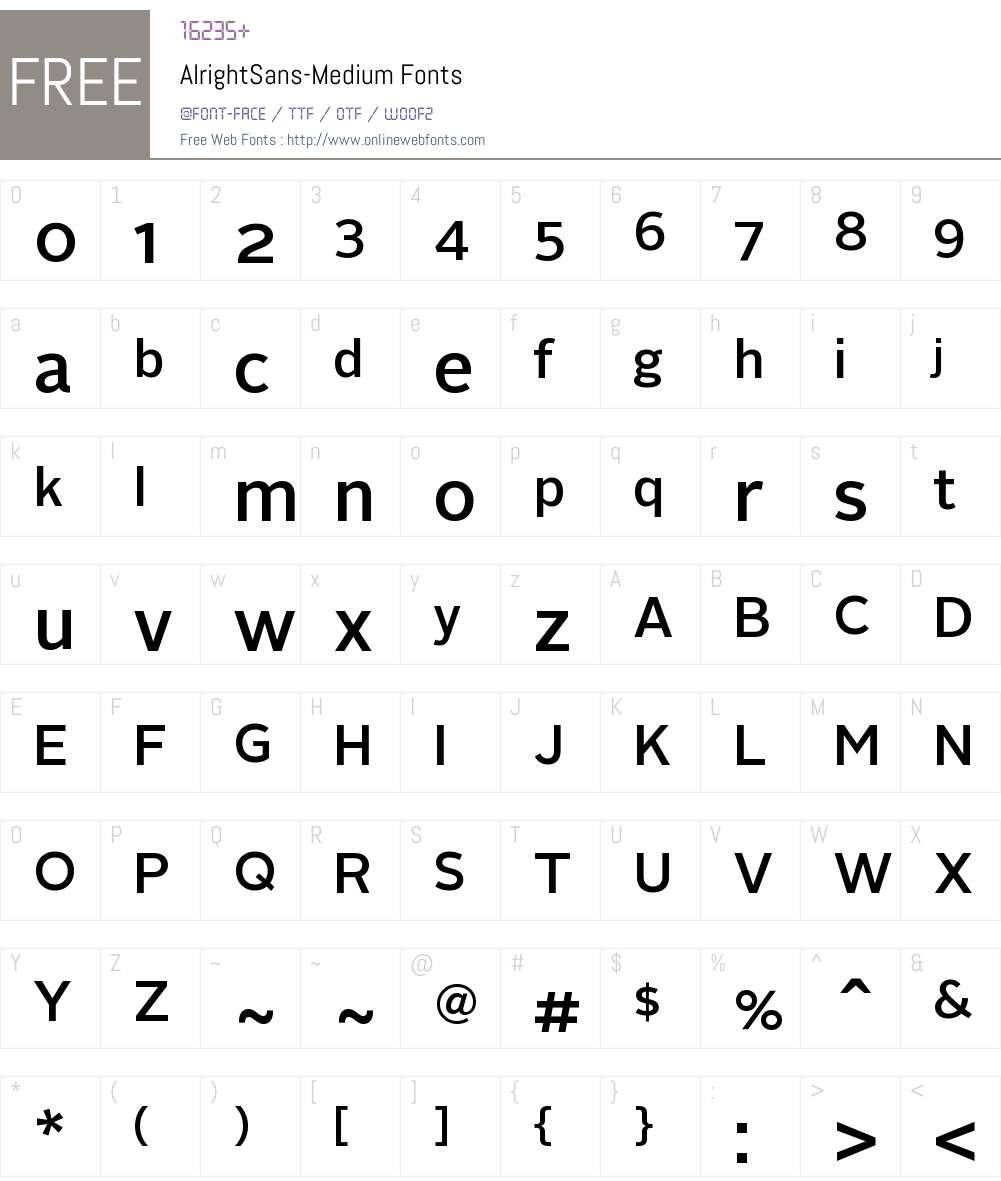 Alright Sans Medium Font Screenshots