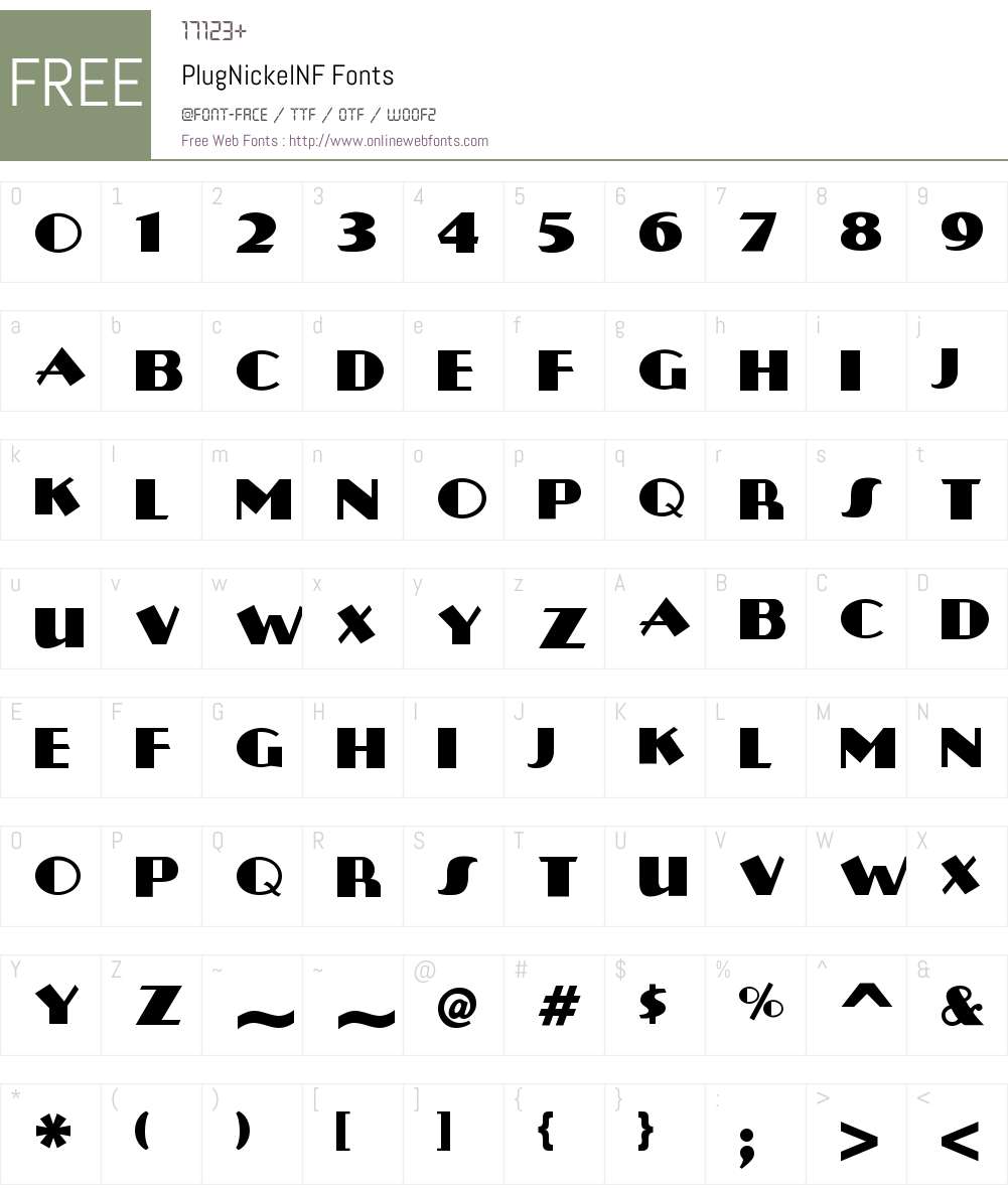 Plug Nickel NF Font Screenshots