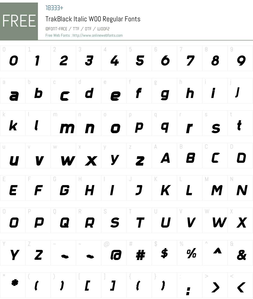 TrakBlack Italic Font Screenshots