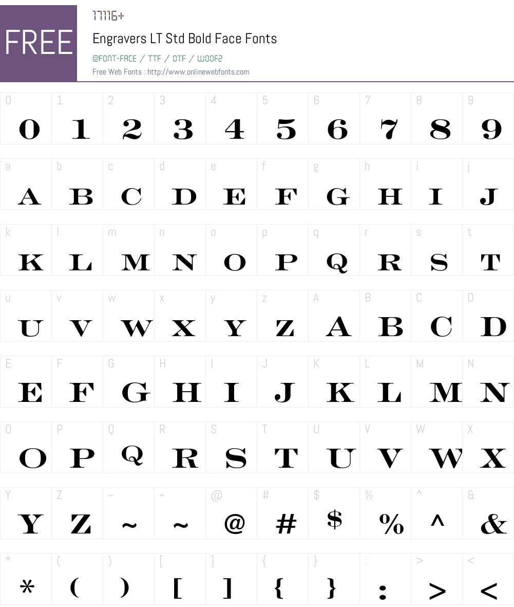 Engravers LT Std Font Screenshots