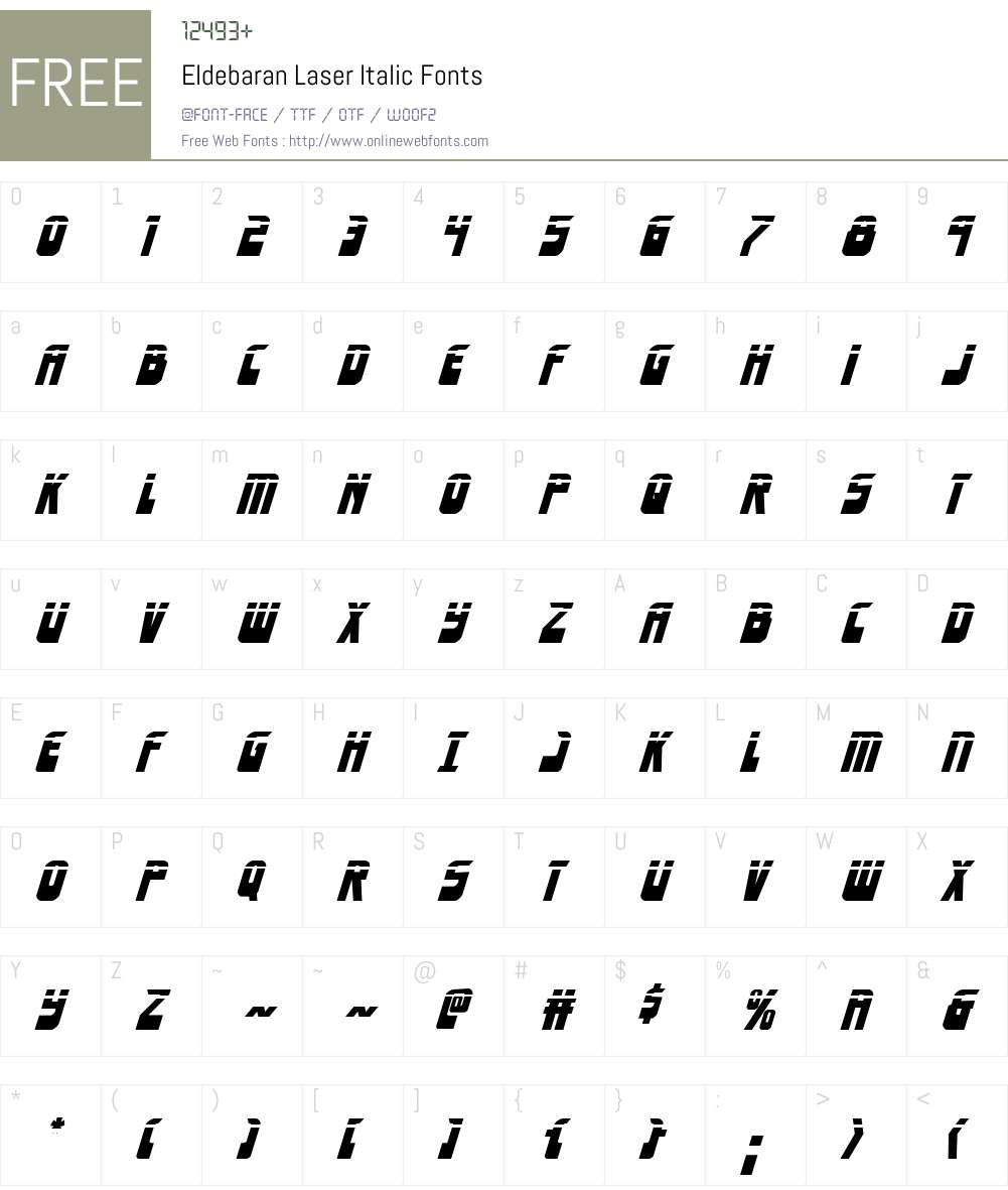 Eldebaran Laser Italic Font Screenshots