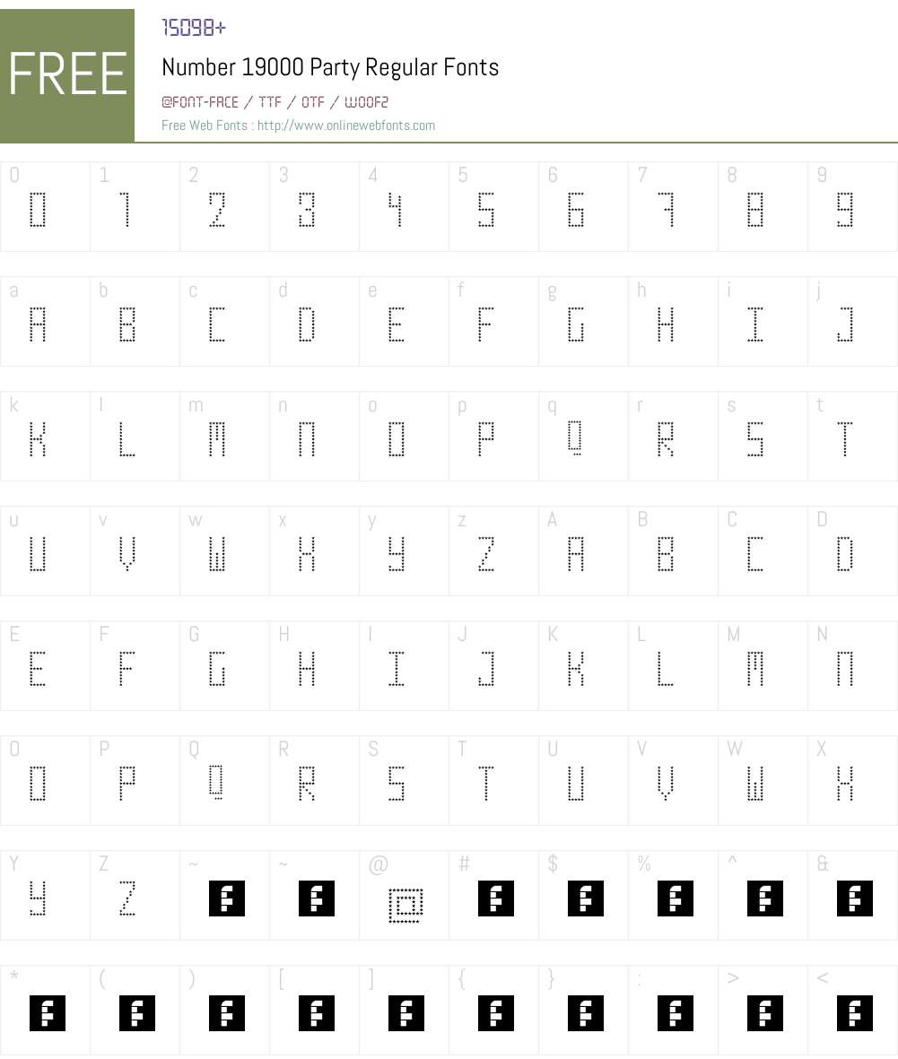 Number 19000 Party Font Screenshots