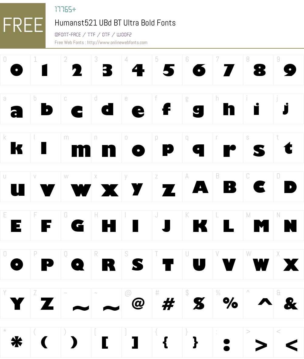 Humanst521 UBd BT Font Screenshots