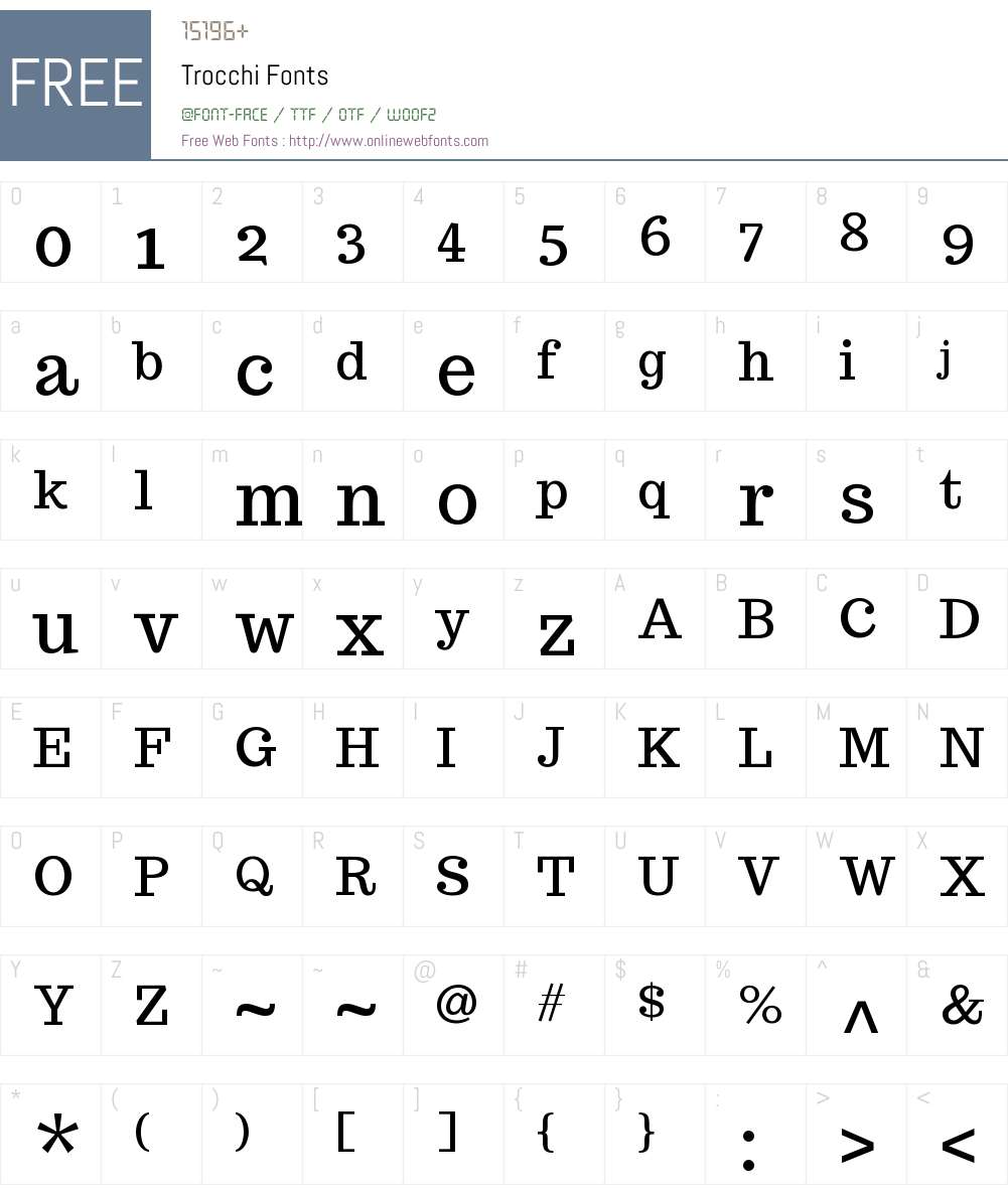 Trocchi Font Screenshots