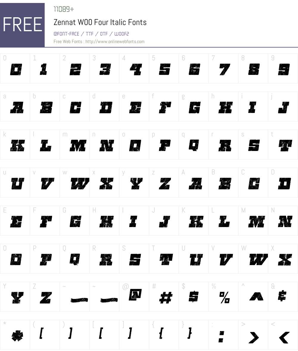 ZennatW00-FourItalic Font Screenshots