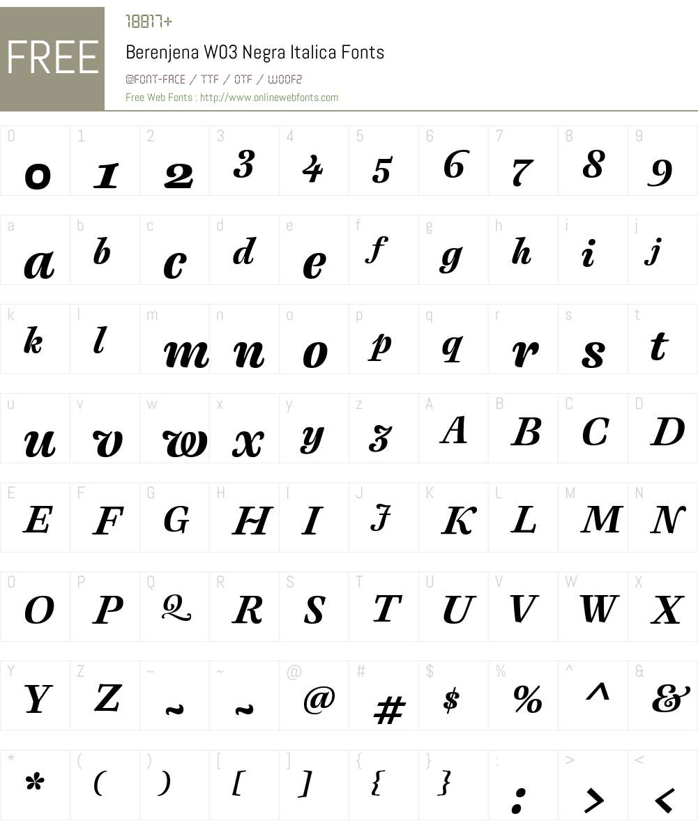 Berenjena Font Screenshots