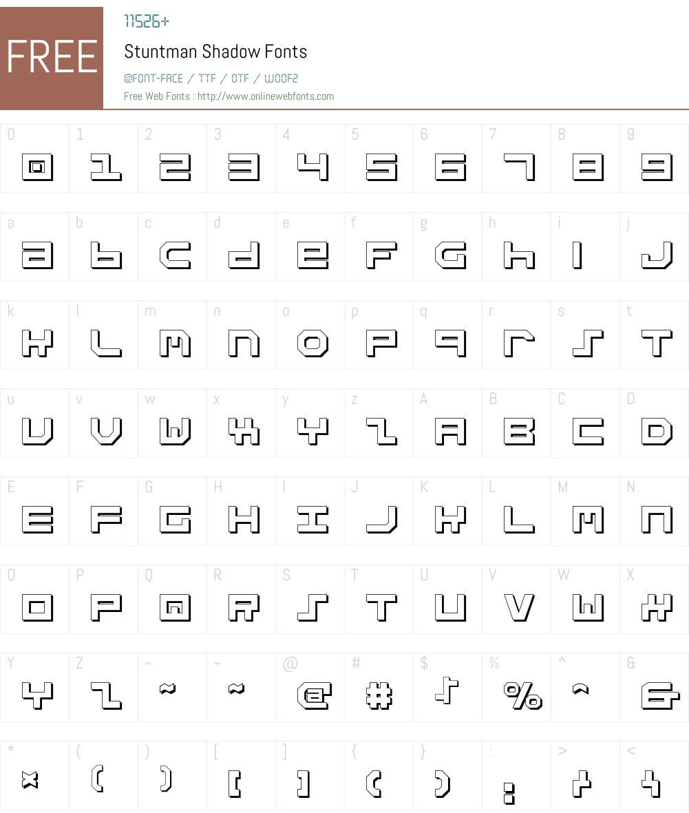 Stuntman Shadow Font Screenshots