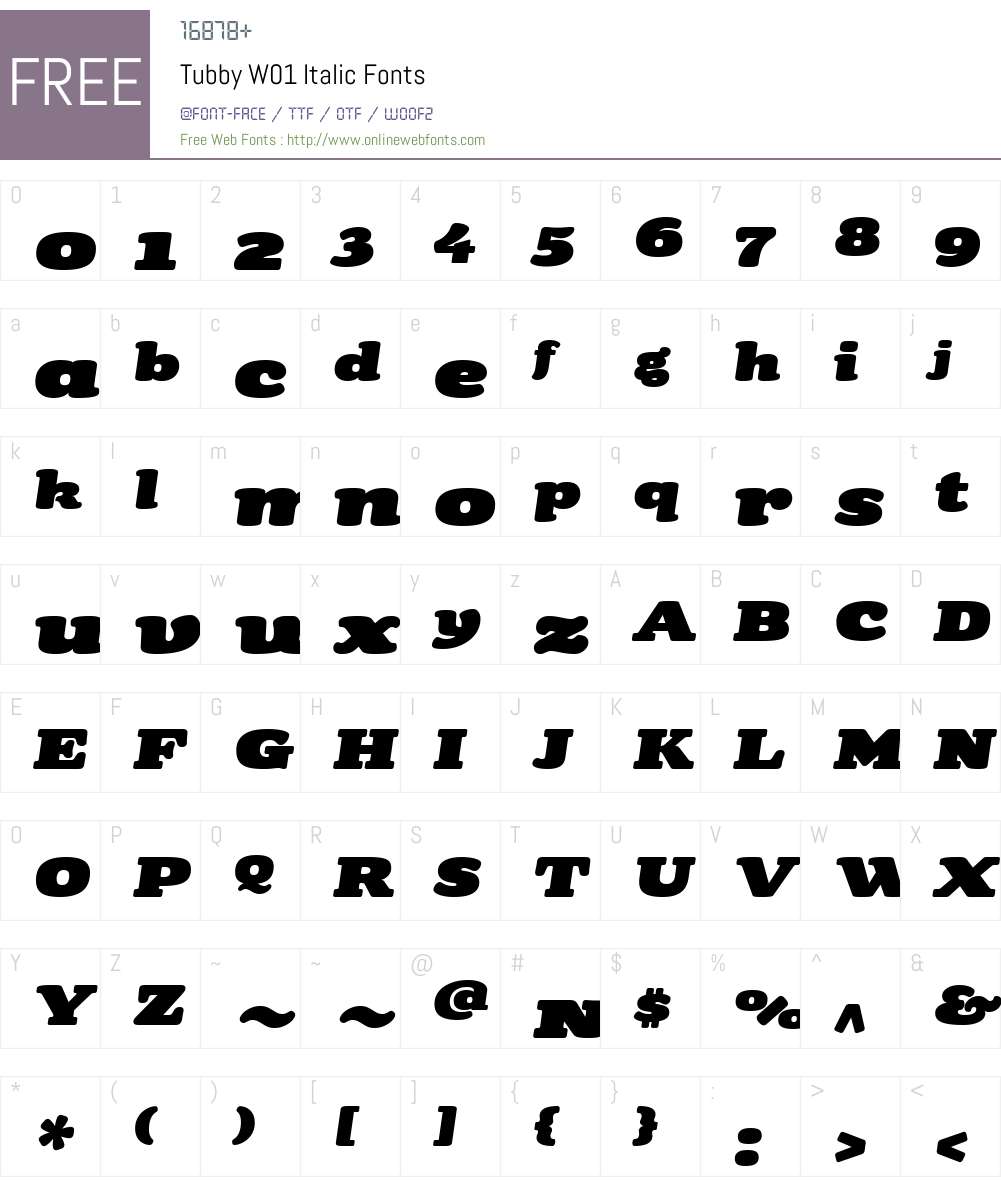 TubbyW01-Italic Font Screenshots