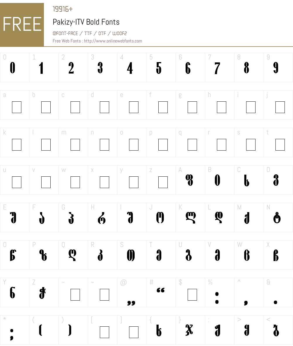 Pakizy-ITV Font Screenshots