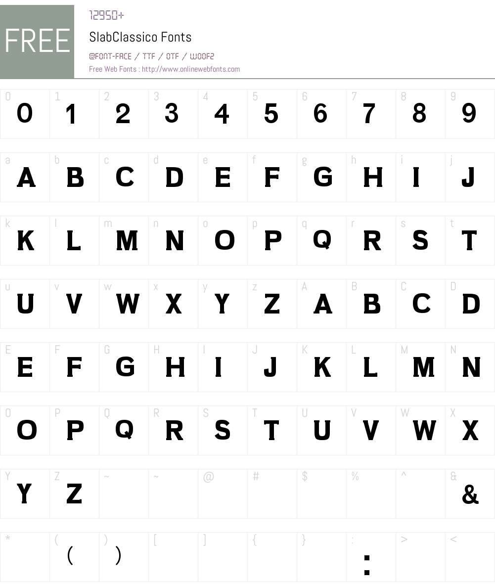 Slab Classico Font Screenshots