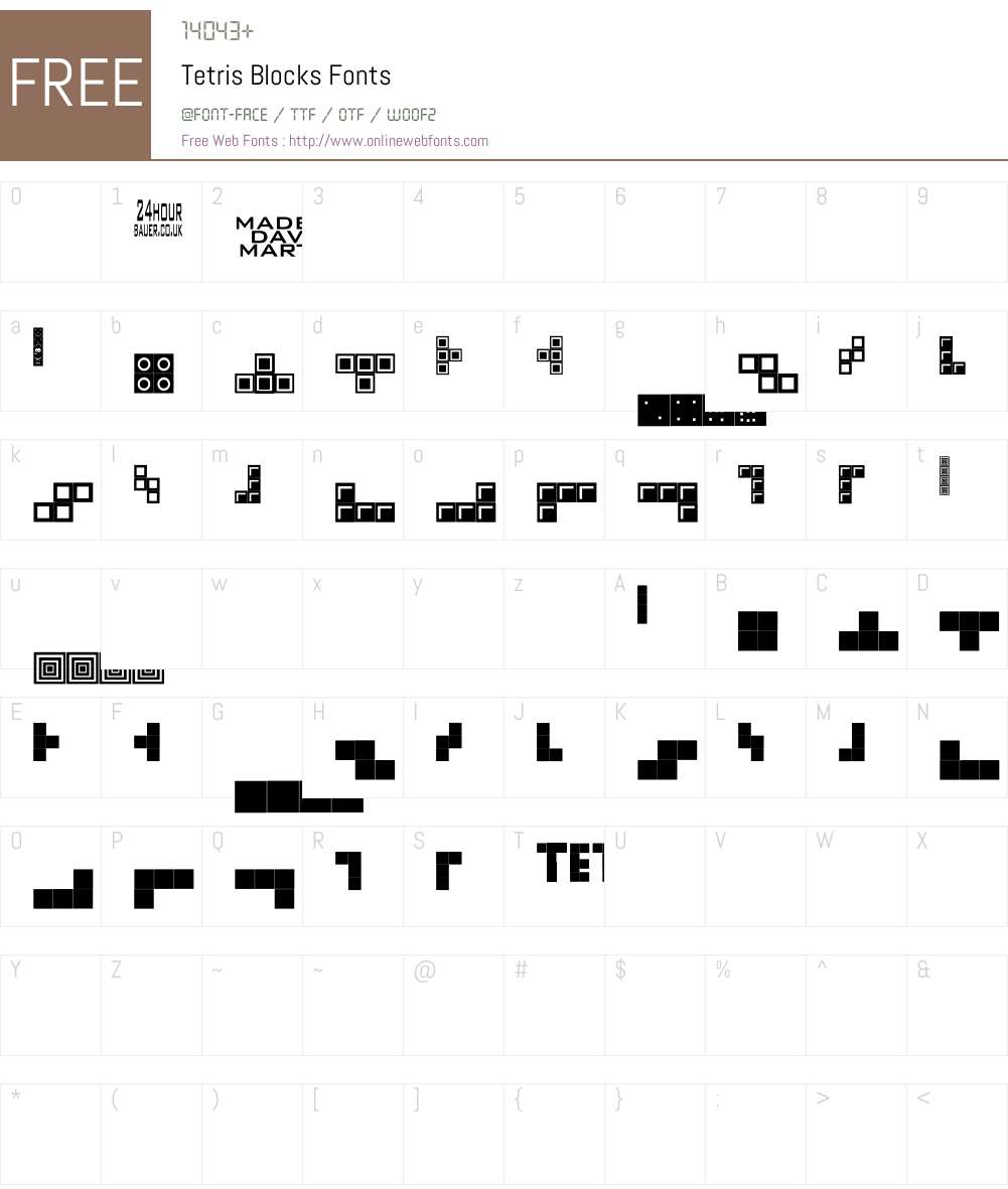 Tetris Blocks Font Screenshots