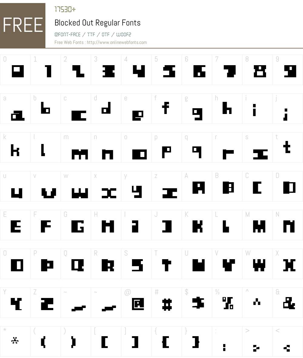 Blocked Out Font Screenshots