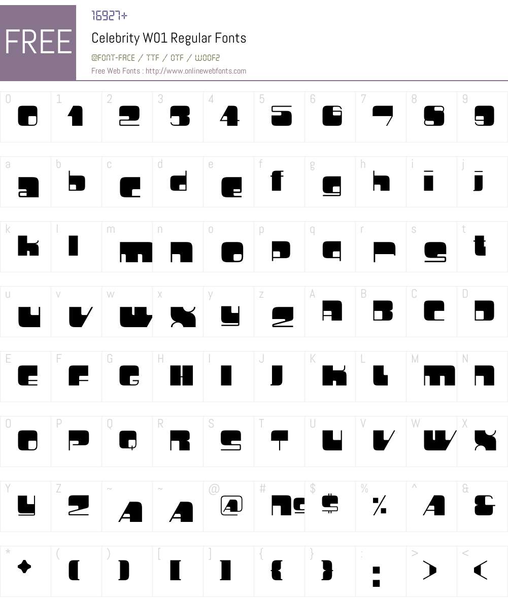 CelebrityW01-Regular Font Screenshots