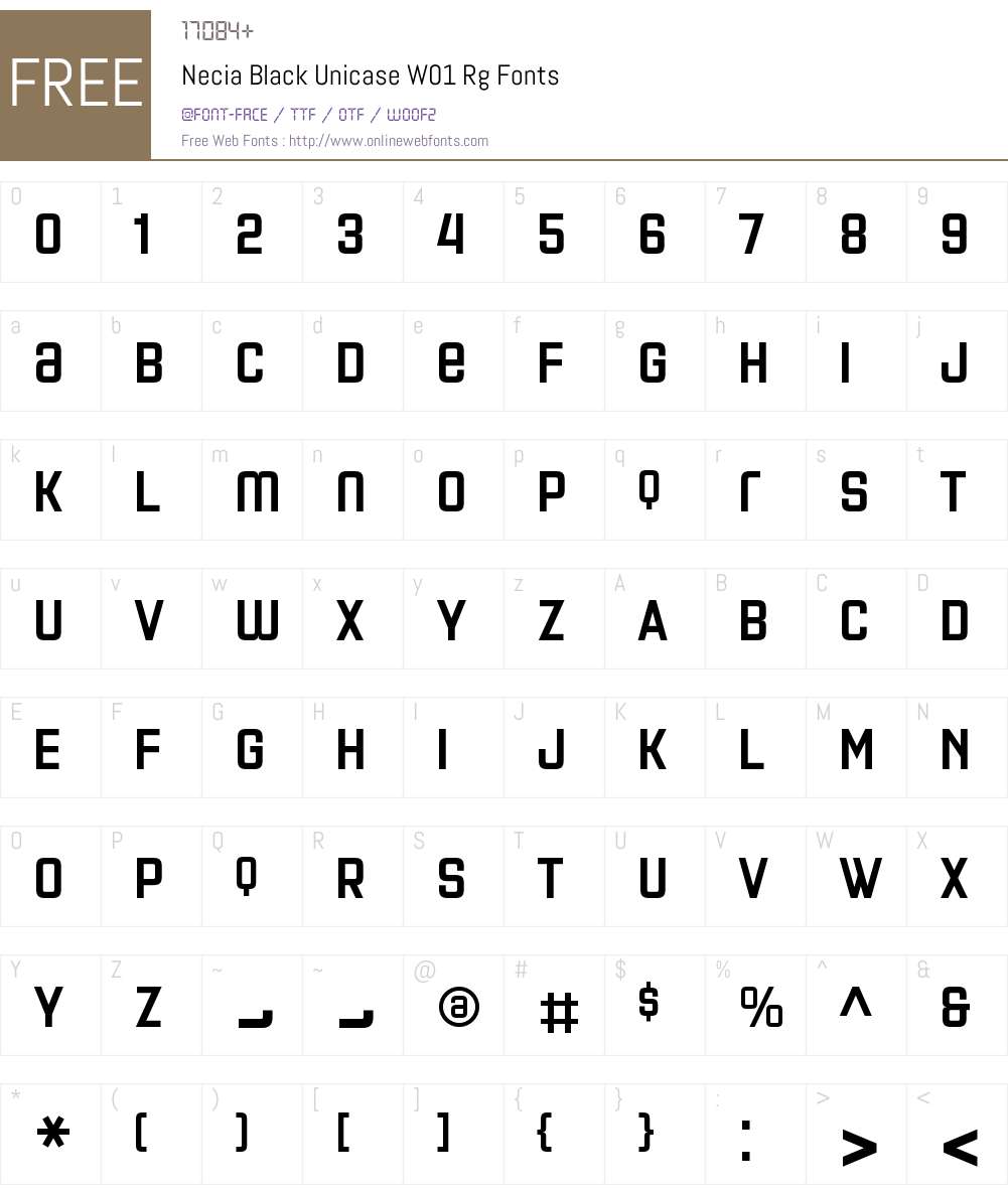NeciaBlackUnicaseW01-Rg Font Screenshots