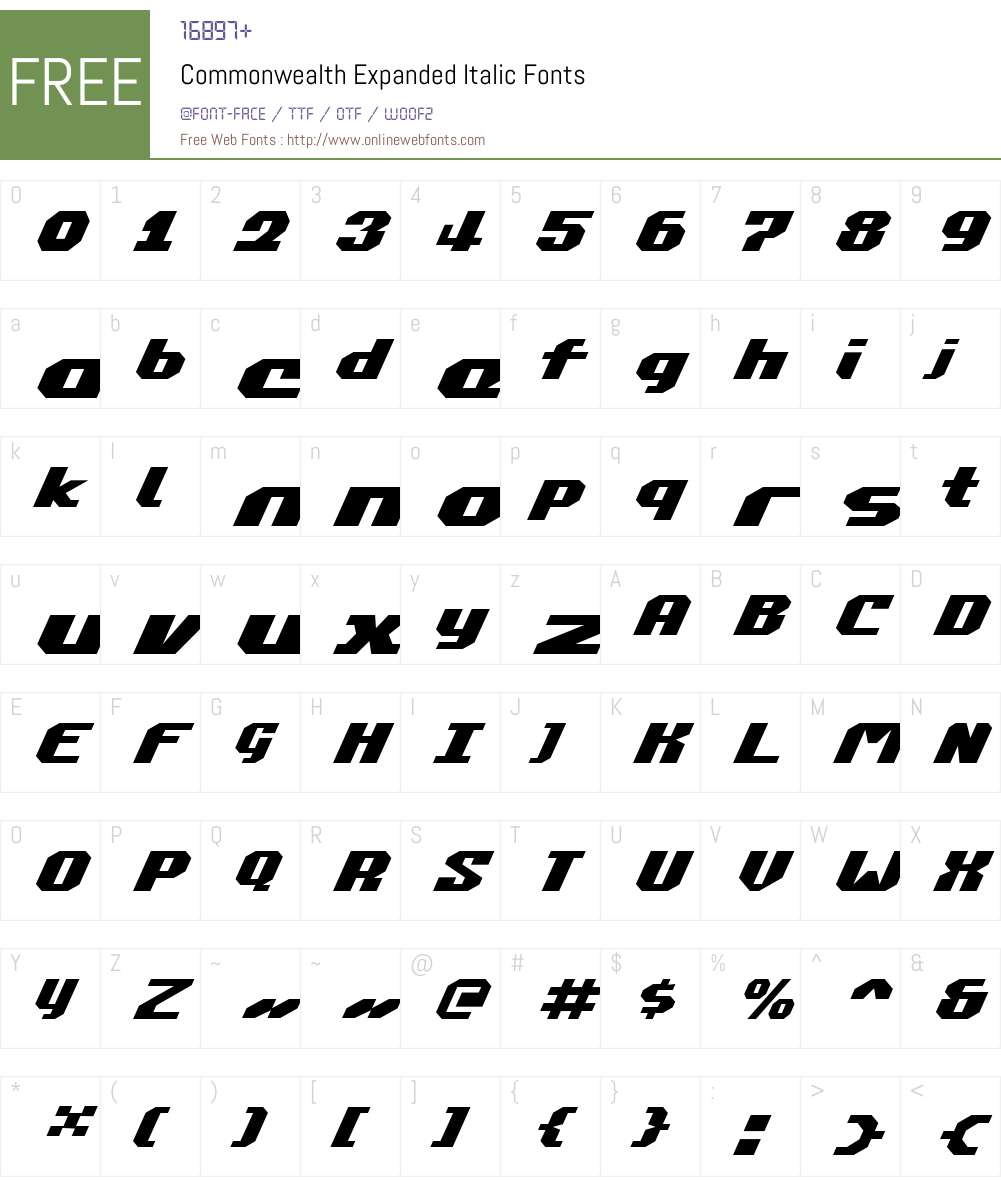 Commonwealth Expanded Italic Font Screenshots
