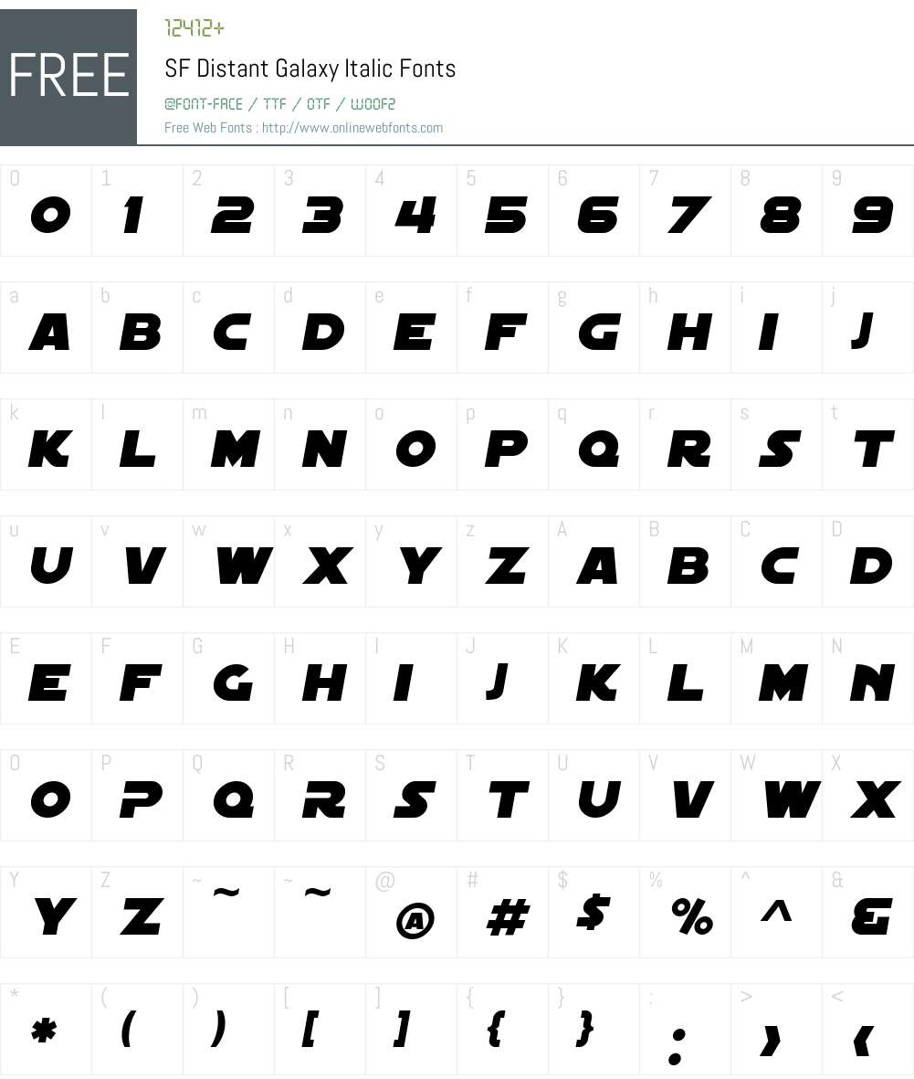 SF Distant Galaxy Font Screenshots