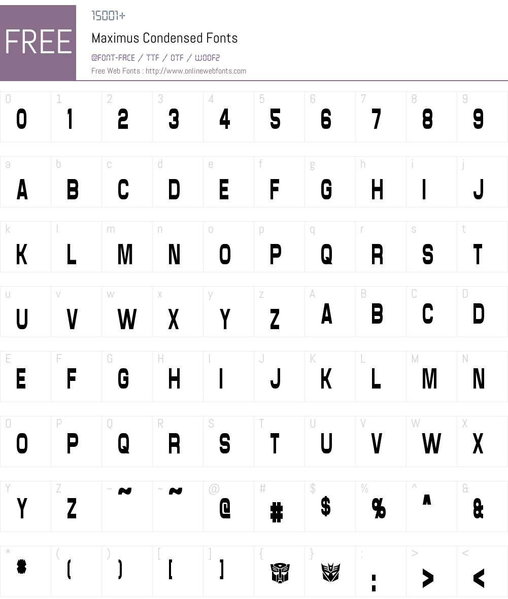 Maximus Condensed Font Screenshots
