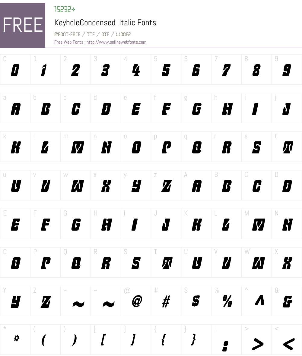 KeyholeCondensed Font Screenshots