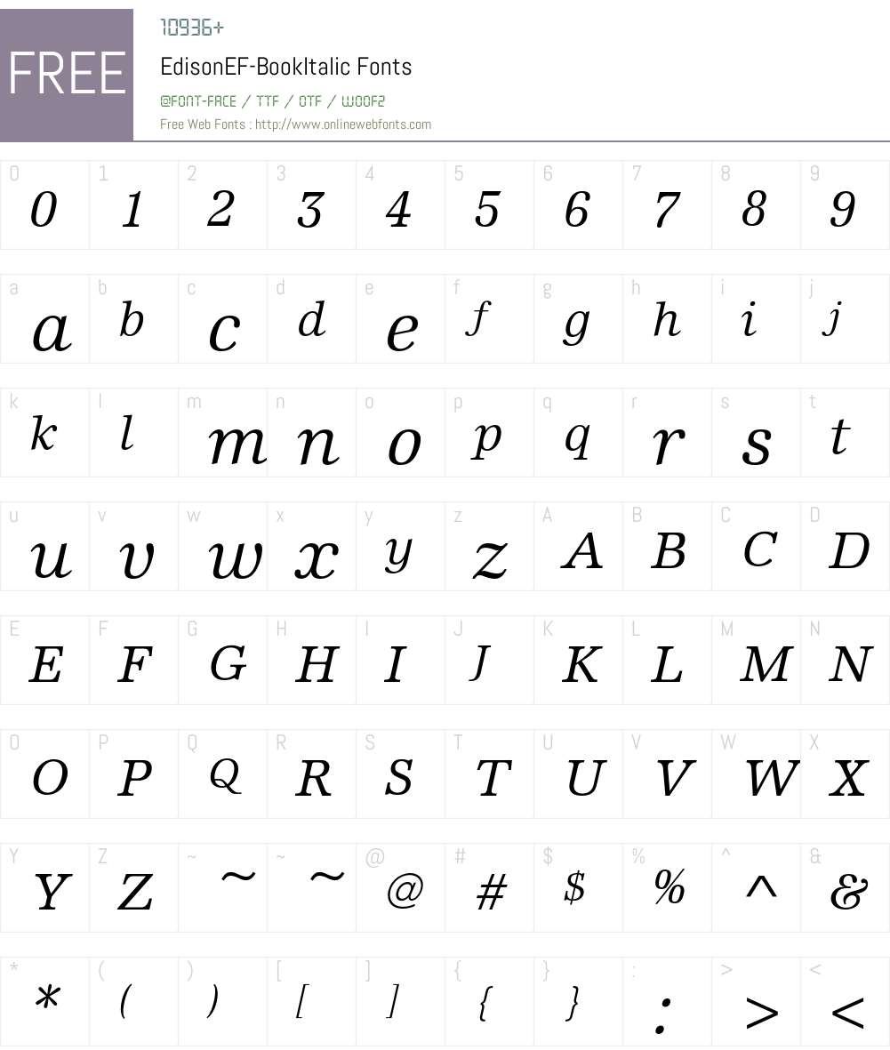 EdisonEF-BookItalic Font Screenshots