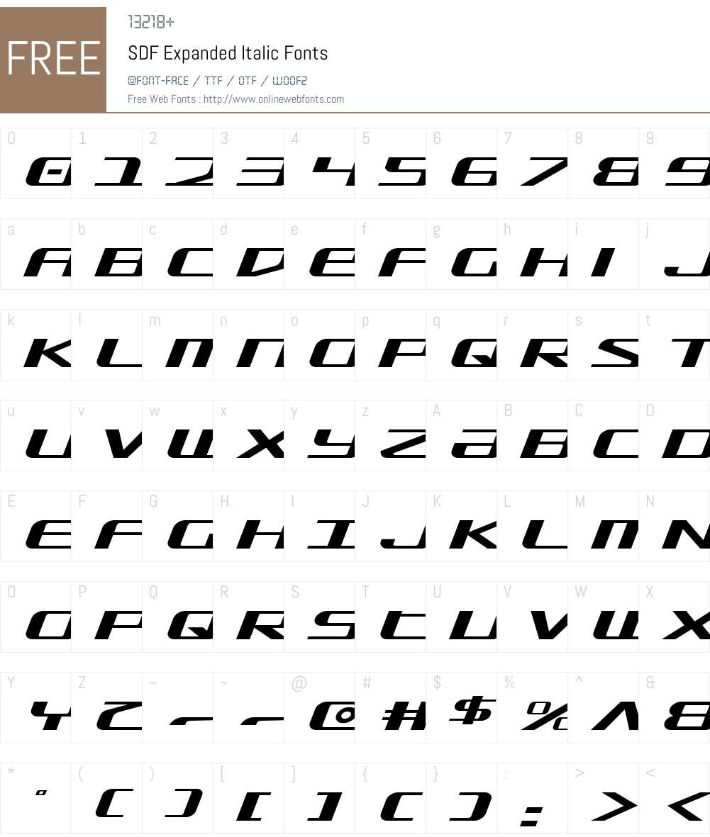 SDF Expanded Italic Font Screenshots