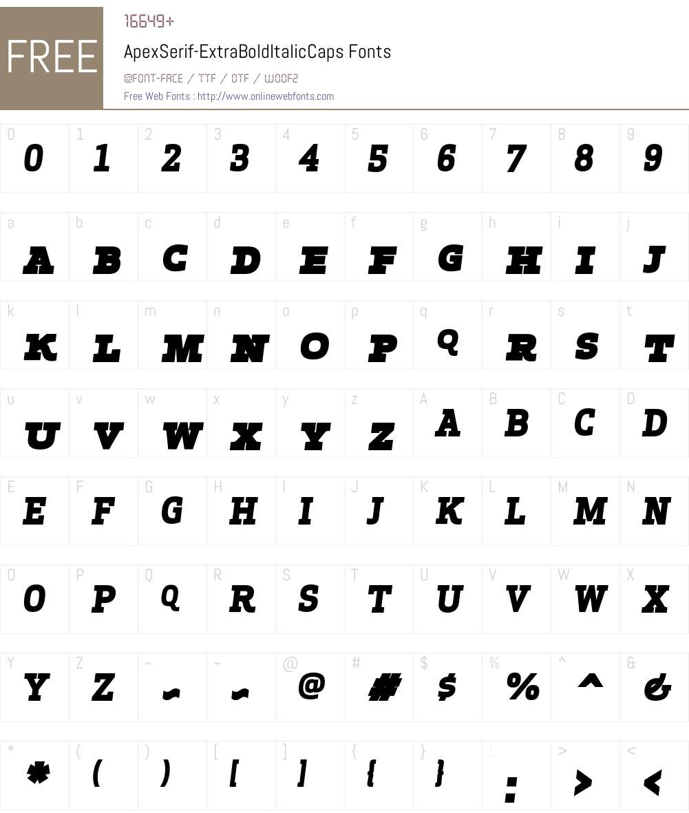 Apex Serif Extra Bold Italic Caps Font Screenshots