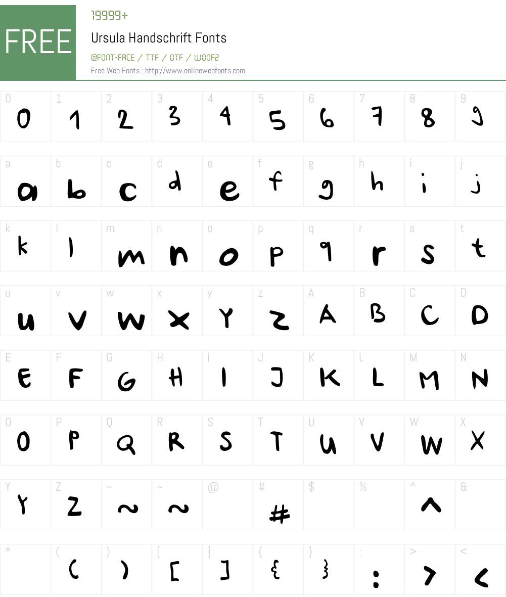 Ursula-Handschrift Font Screenshots