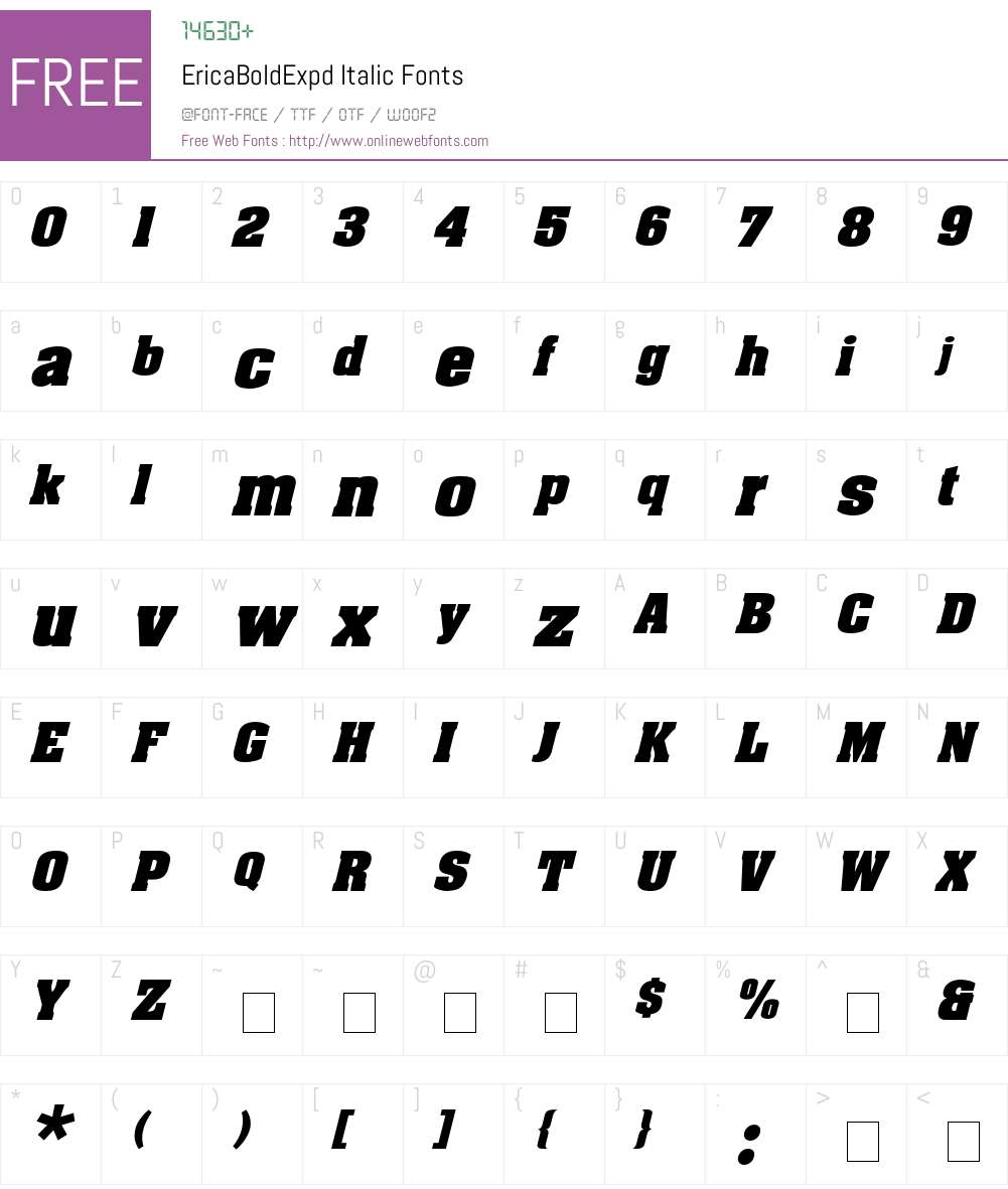 EricaBoldExpd Font Screenshots