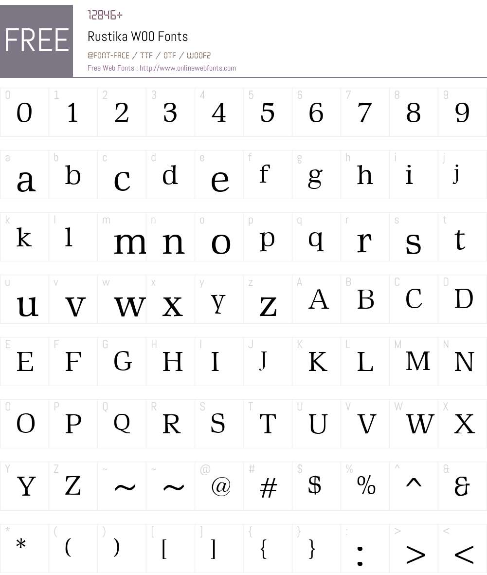 RustikaW00 Font Screenshots