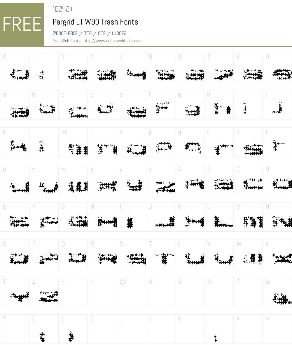PargridLTW90-Trash Font Screenshots