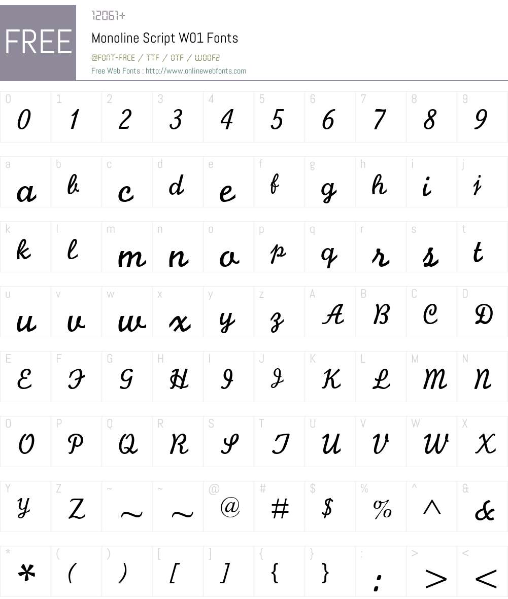 MonolineScriptW01 Font Screenshots
