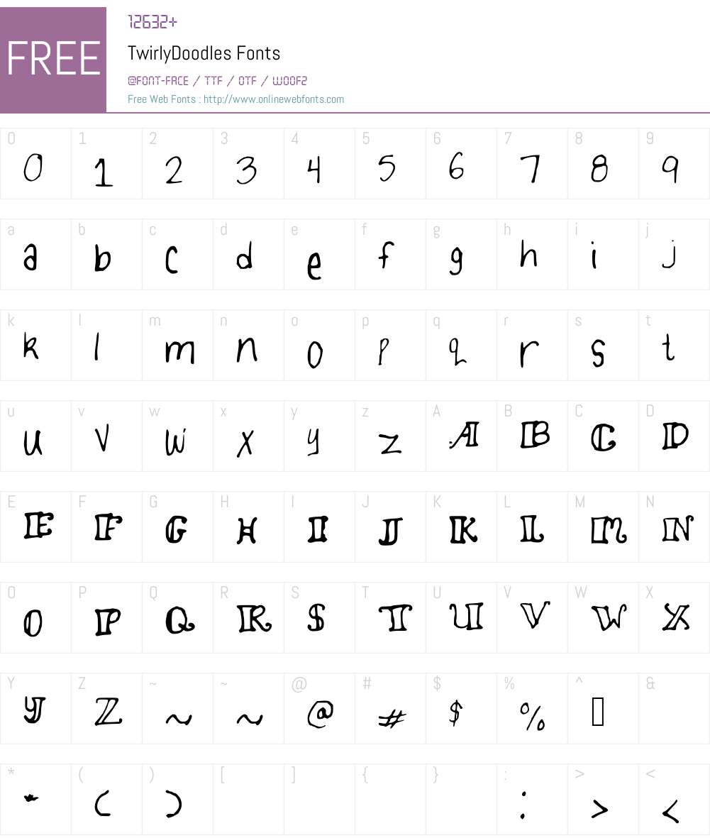 TwirlyDoodles Font Screenshots