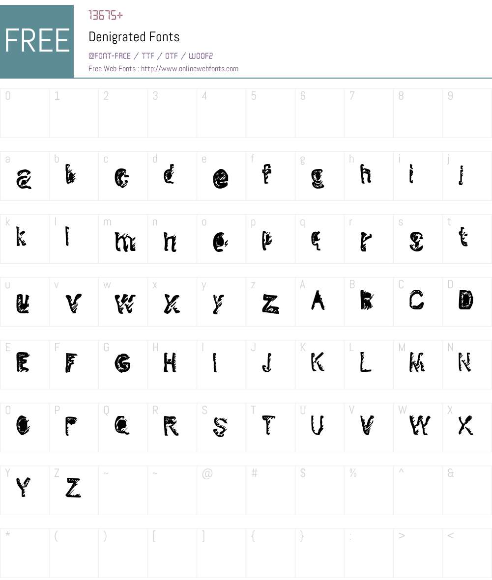 Denigrated Font Screenshots