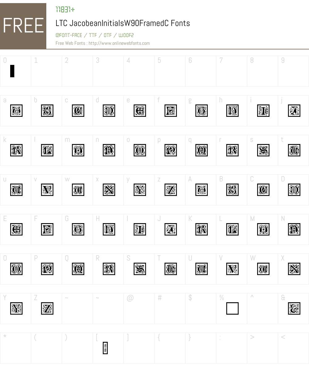 LTCJacobeanInitialsW90-FramedC Font Screenshots