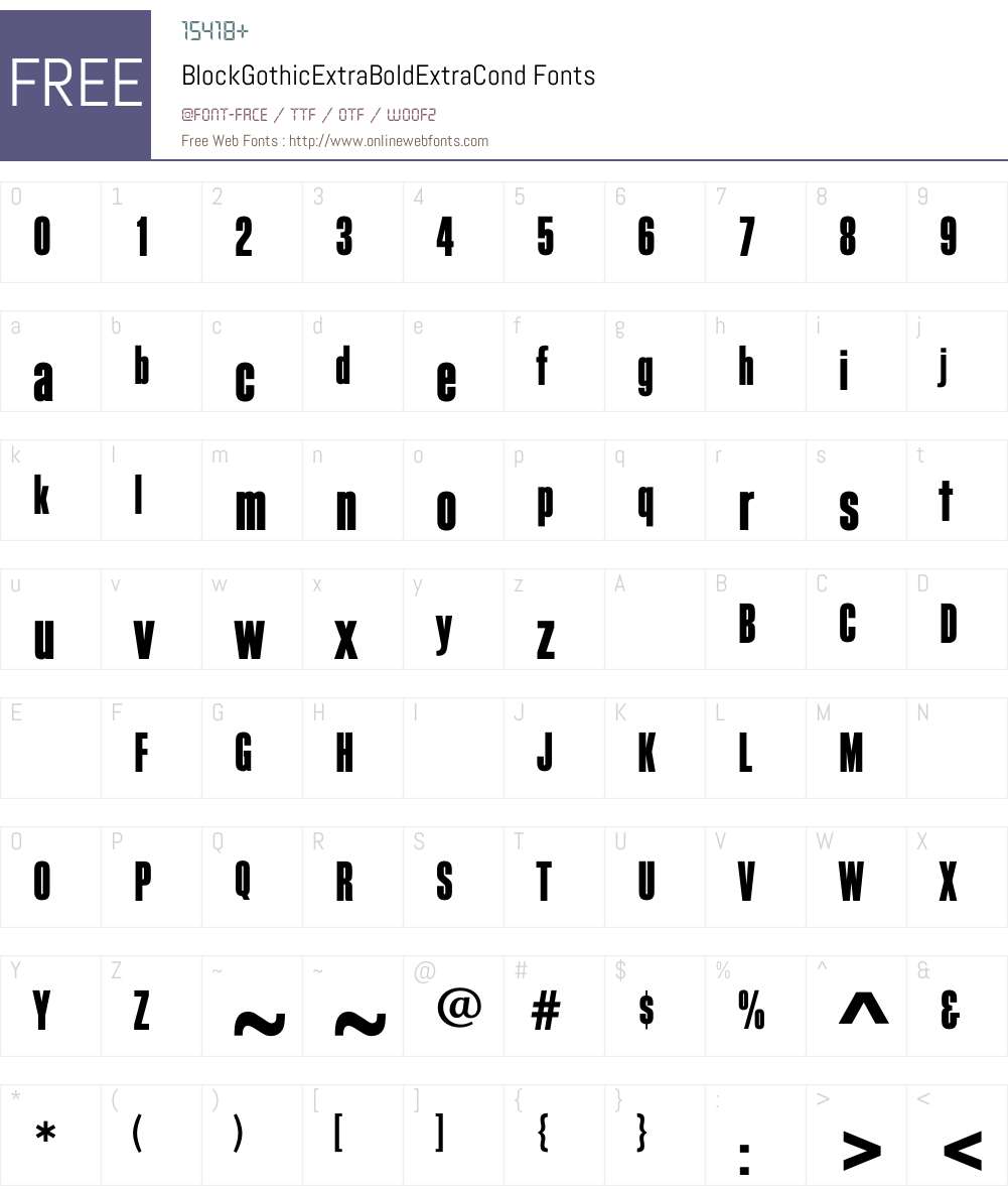 BlockGothicExtraBoldExtraCond Font Screenshots