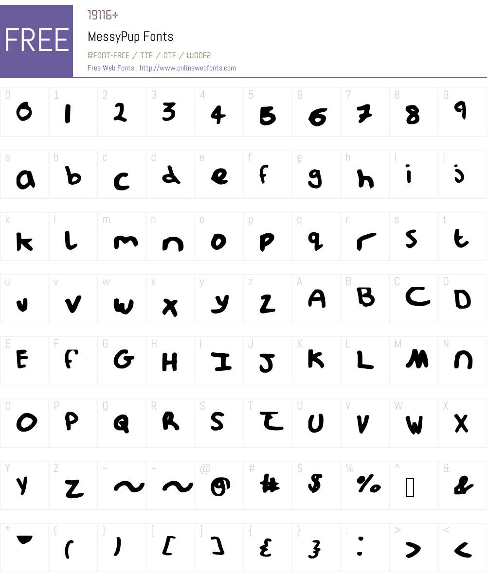 MessyPup Font Screenshots