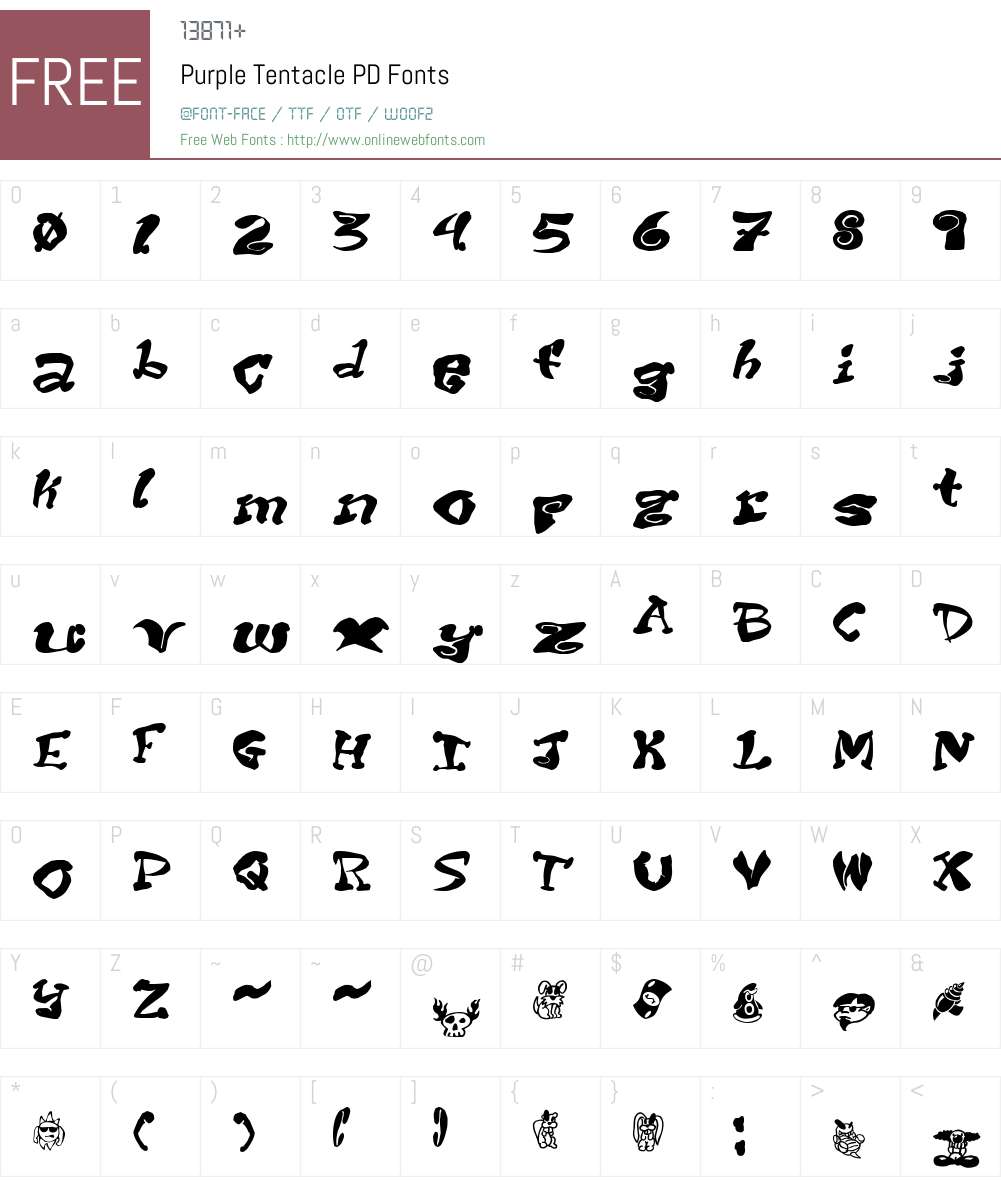 Purple Tentacle PD Font Screenshots