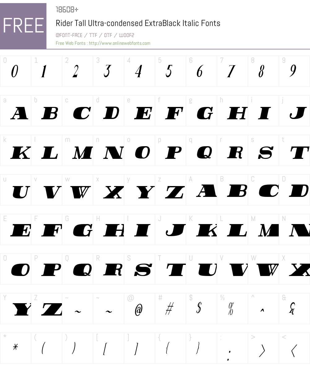 Rider Tall Font Screenshots