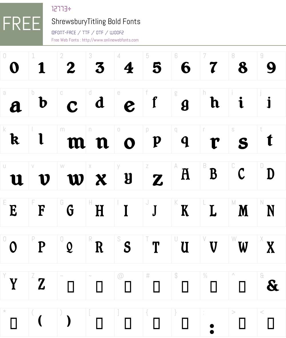 ShrewsburyTitling Font Screenshots