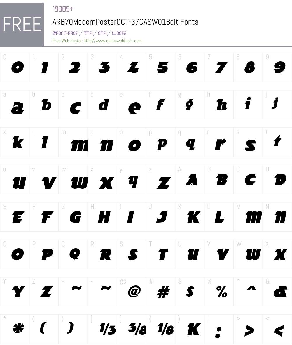 ARB70ModernPosterOCT-37CASW01-BdIt Font Screenshots