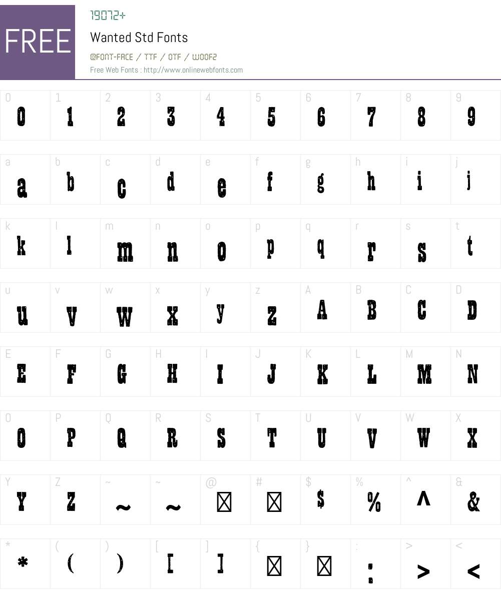 Wanted Std Font Screenshots
