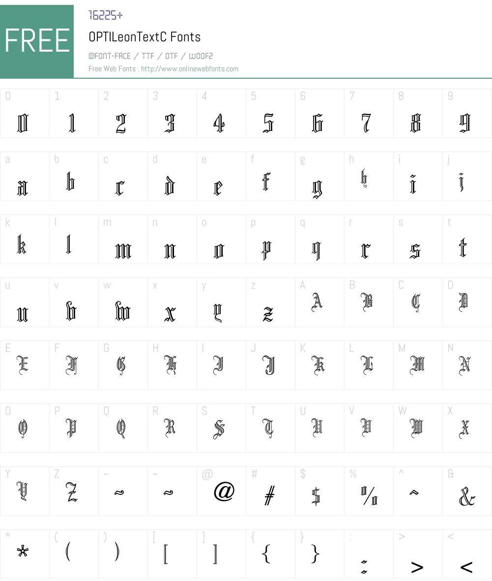 OPTILeonTextC Font Screenshots