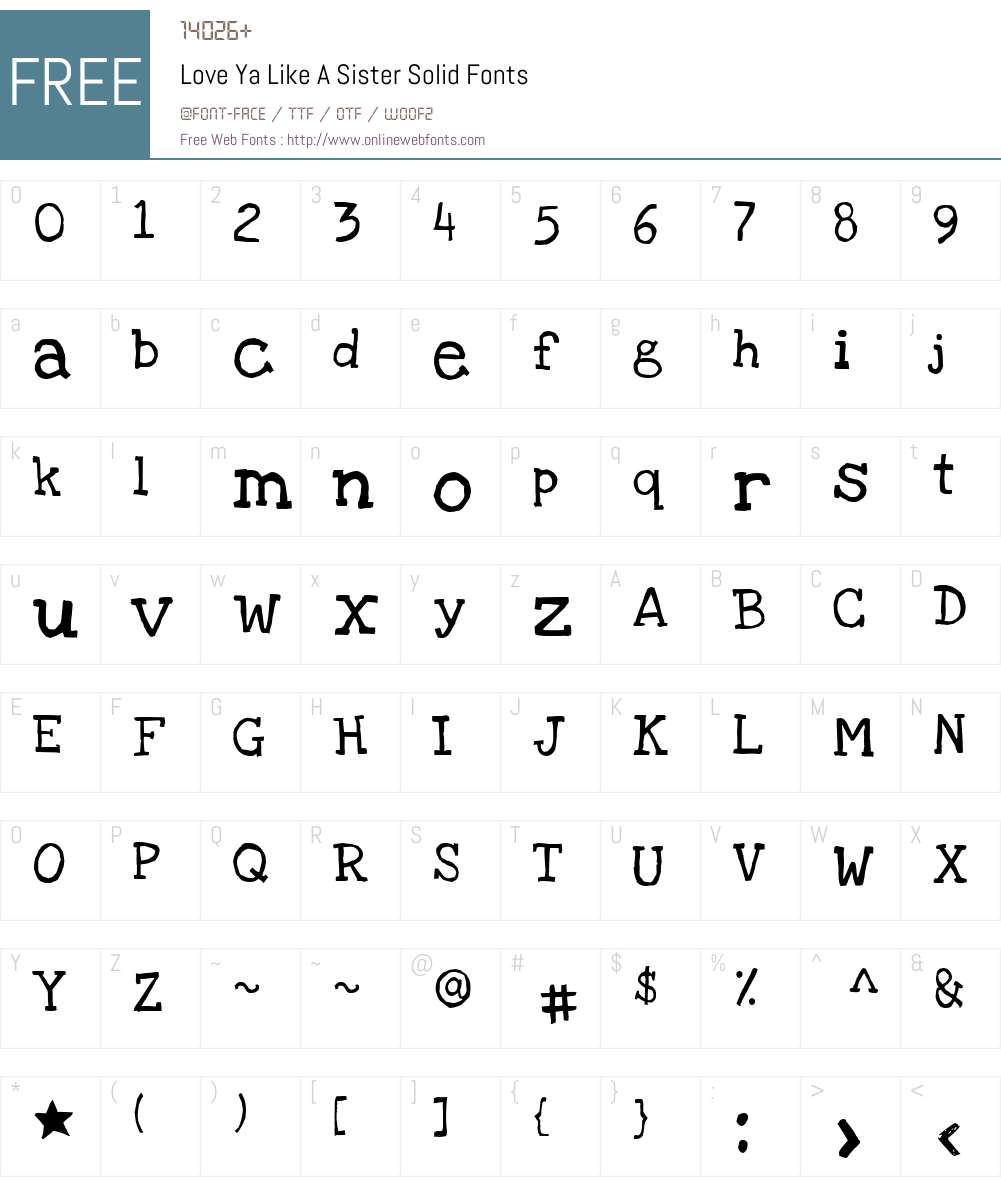 Love Ya Like A Sister Solid Font Screenshots