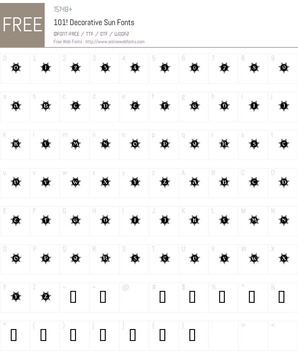 101! Decorative Sun Font Screenshots