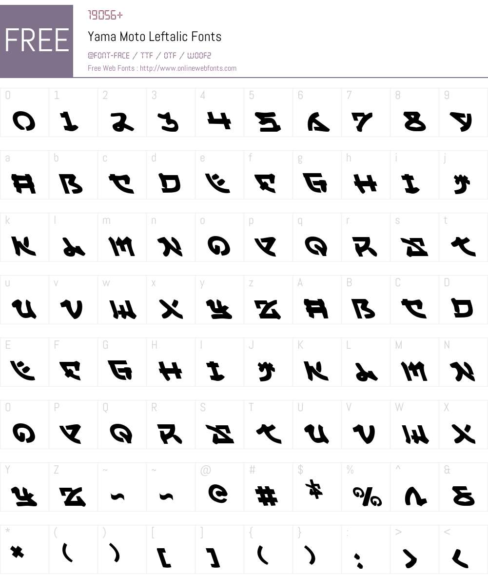 Yama Moto Leftalic Font Screenshots