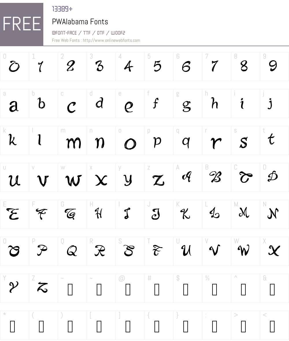 PWAlabama Font Screenshots