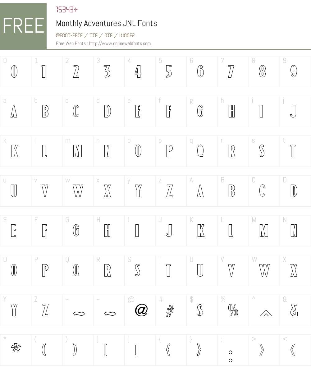 MonthlyAdventuresJNL Font Screenshots