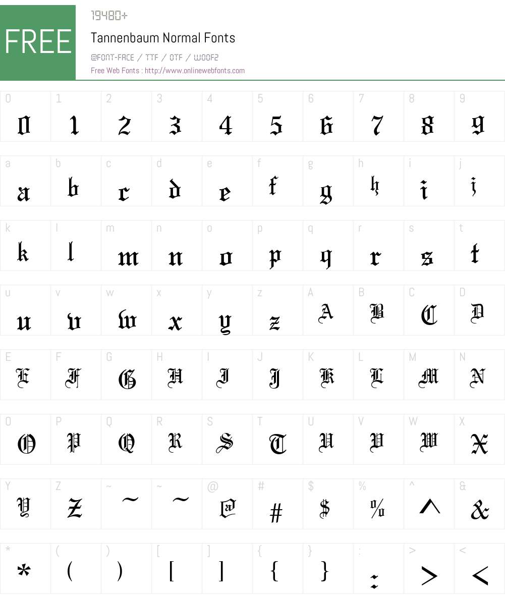 Tannenbaum Font Screenshots