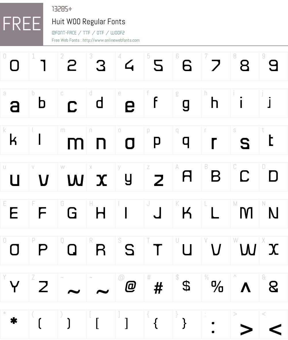 HuitW00-Regular Font Screenshots