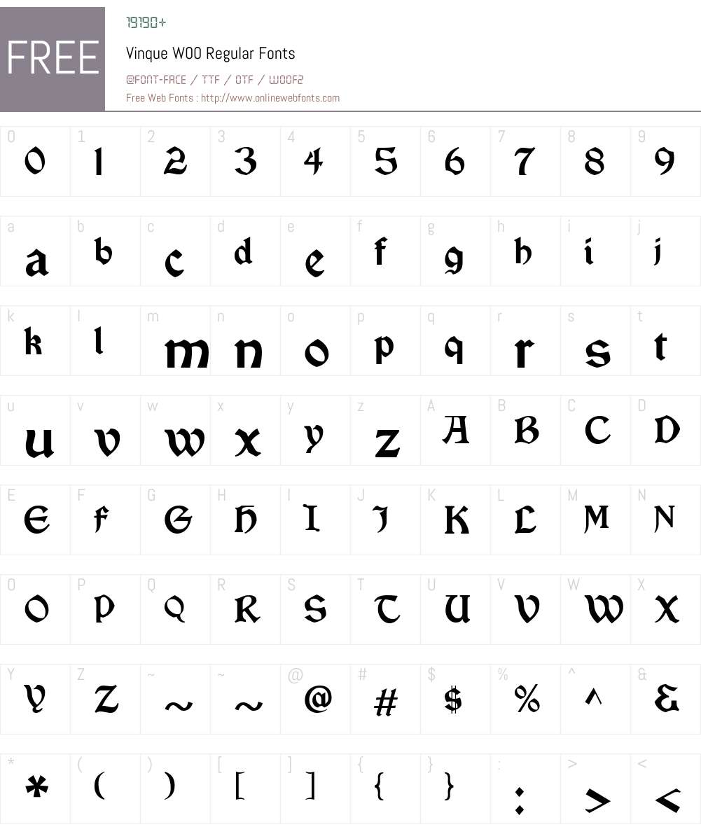 VinqueW00-Regular Font Screenshots