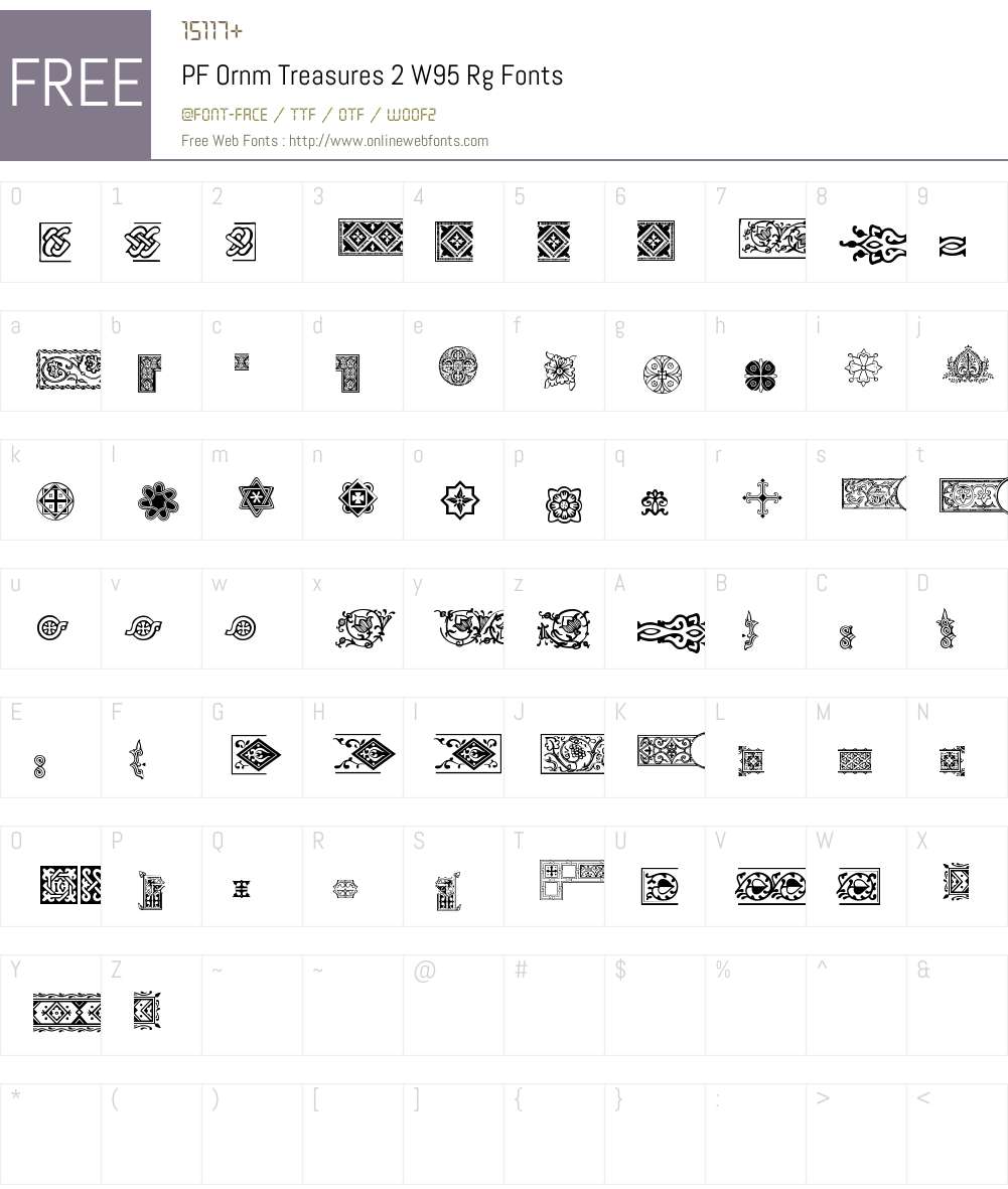 PFOrnmTreasures2W95-Regular Font Screenshots